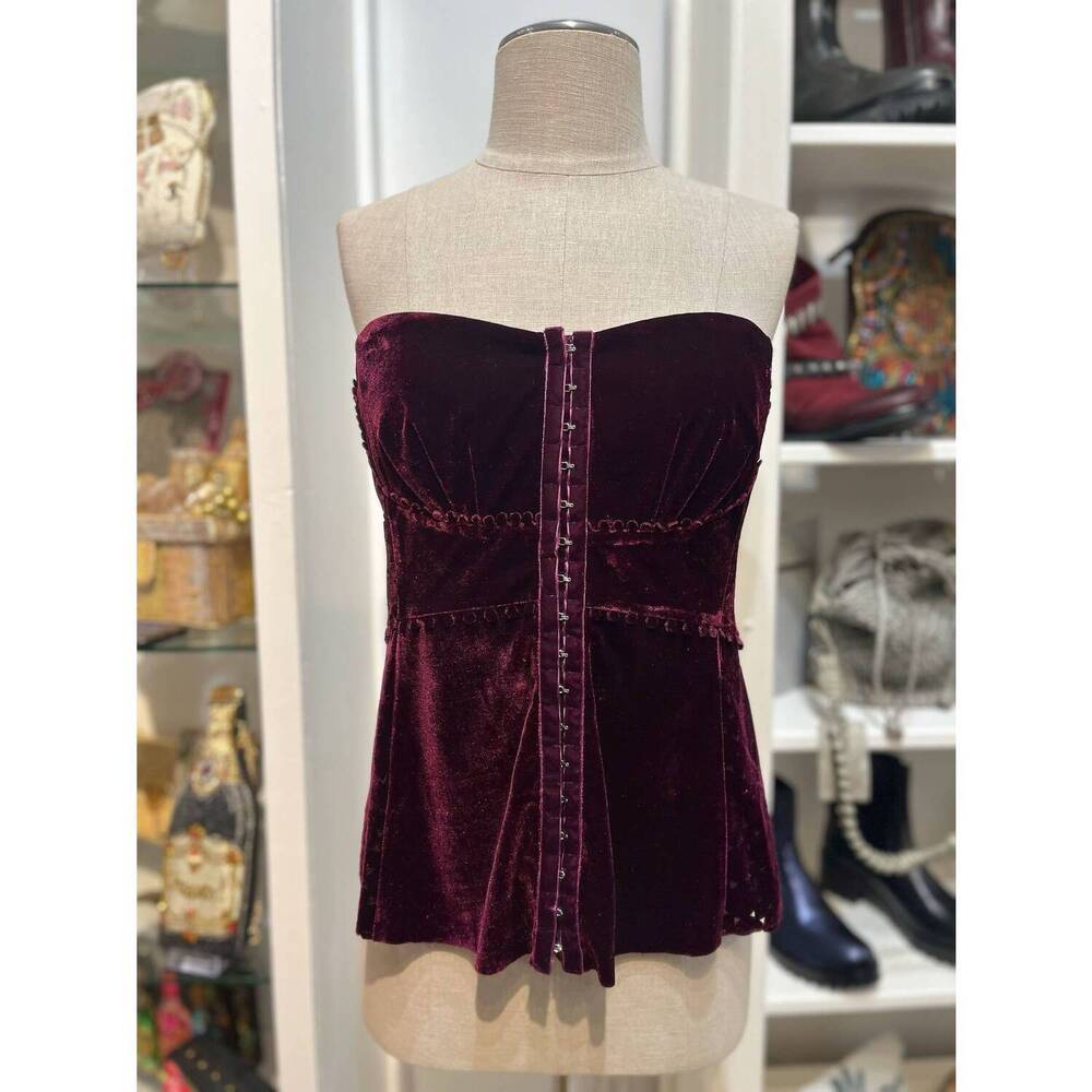 NEW BYRON LARS velvet bustier in cassis